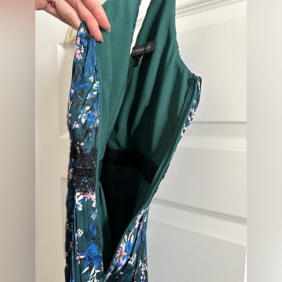 Banana Republic Grecian Sleeveless Green Floral Pleated Tiered Midi Dress 00P - Picture 3 of 9